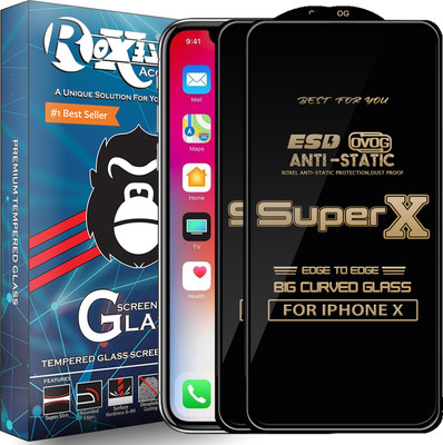 Roxel Edge To Edge Tempered Glass for Apple iPhone X(Pack of 2)