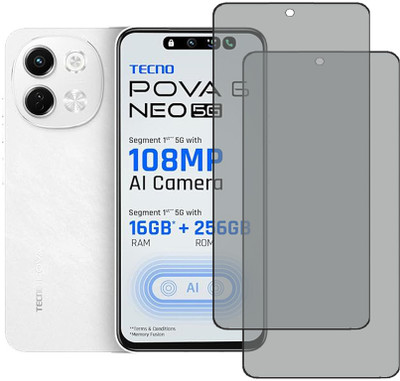 SPRITZEN Edge To Edge Tempered Glass for Tecno Pova 6 Neo 5G, Privacy Glass(Pack of 2)