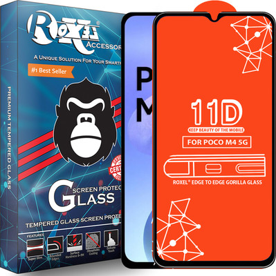Roxel Edge To Edge Tempered Glass for Poco M4 5G(Pack of 1)