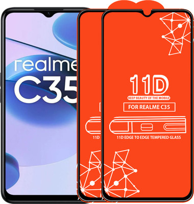 Qyist Edge To Edge Tempered Glass for Realme C35(Pack of 2)