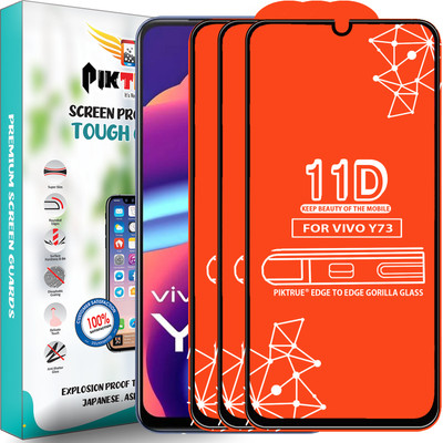 PikTrue Edge To Edge Tempered Glass for Vivo Y73(Pack of 3)