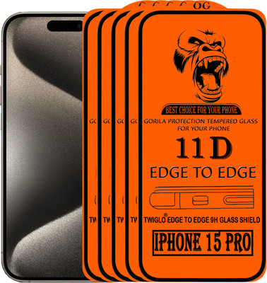 TWIGLO Edge To Edge Tempered Glass for IPHONE 15 PRO(Pack of 5)