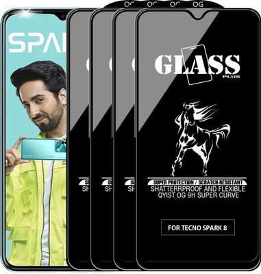 Qyist Edge To Edge Tempered Glass for TECNO SPARK 8(Pack of 4)
