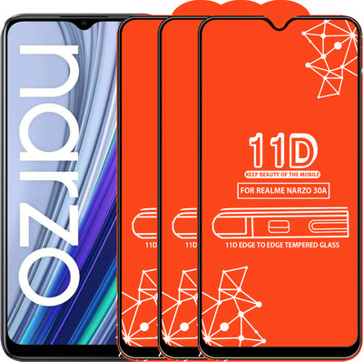 Roxel Edge To Edge Tempered Glass for Realme Narzo 30A(Pack of 3)