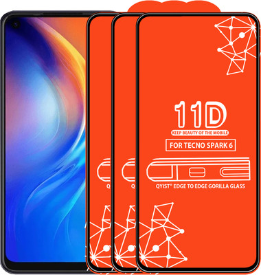 Qyist Edge To Edge Tempered Glass for Tecno Spark 6(Pack of 3)