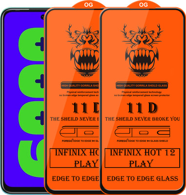 Forego Edge To Edge Tempered Glass for Infinix Hot 12 Play(Pack of 2)
