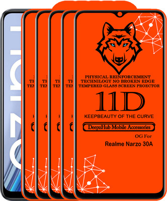 DeepzHub Edge To Edge Tempered Glass for Realme Narzo 30A(Pack of 5)