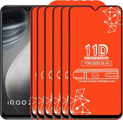 Roxel Edge To Edge Tempered Glass for Iqoo Z6 5G(Pack of 6)