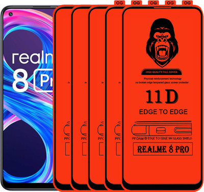 Laxdom Edge To Edge Tempered Glass for REALME 8(Pack of 5)
