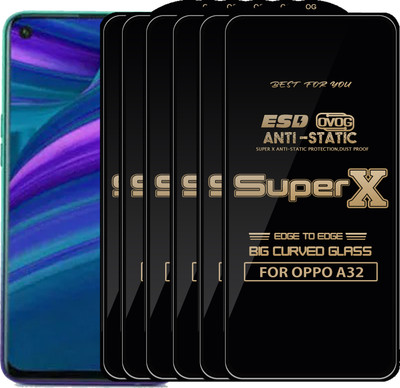 Qyist Edge To Edge Tempered Glass for OPPO A32(Pack of 6)