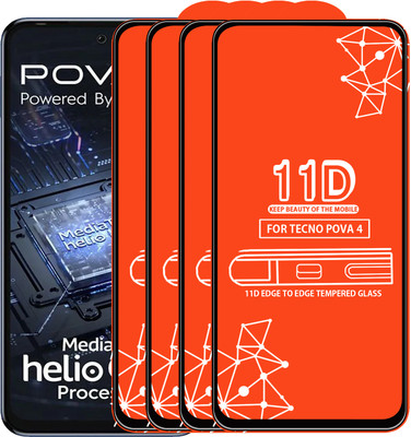 Roxel Edge To Edge Tempered Glass for Tecno Pova 4(Pack of 4)