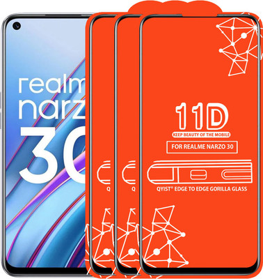 Qyist Edge To Edge Tempered Glass for Realme Narzo 30(Pack of 3)