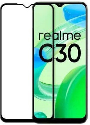 O2MG Edge To Edge Tempered Glass for realme C30, Realme C30(Pack of 1)