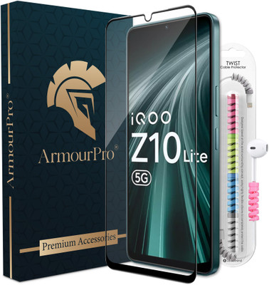ArmourPro Edge To Edge Tempered Glass for iQOO Z10 Lite 5G, IQOO Z10 Lite, Vivo T4 Lite 5G, OG Tempered Glass with Cable Protector(Pack of 1)
