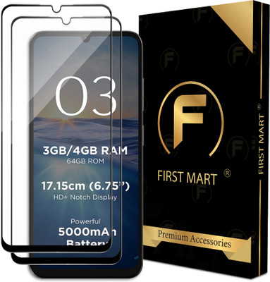 FIRST MART Edge To Edge Tempered Glass for Lava O3 5G, Lava O3(Pack of 2)