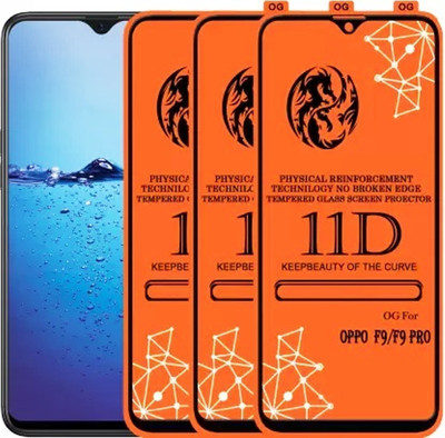 NaturalBuy Edge To Edge Tempered Glass for ppo F9 Pro/Oppo F9/ Oppo Realme 2 Pro/ RealMe U1 -11D - Full Coverage Glass 11D Edge to Edge Tempered Glass Full Coverage Glass(Pack of 3)