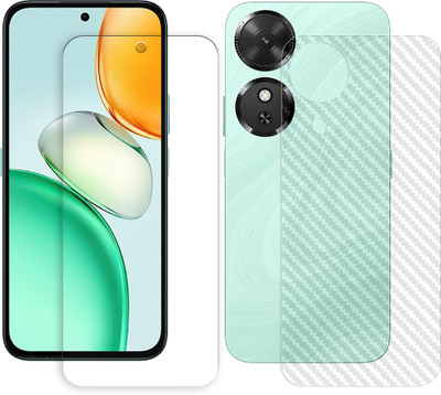 SOMTONE Front and Back Tempered Glass for Honor Play10C 5G Front Back Tempered Glass Screen Protector | Anti-Scratch | Edge to Edge Full Coverage | 9H Hardness ( 1 FRONT TEMPERED GLASS PROTECTOR + 1 BACK CARBON FIBER SKIN )(Pack of 1)