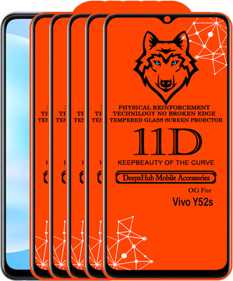 DeepzHub Edge To Edge Tempered Glass for Vivo Y52s(Pack of 5)