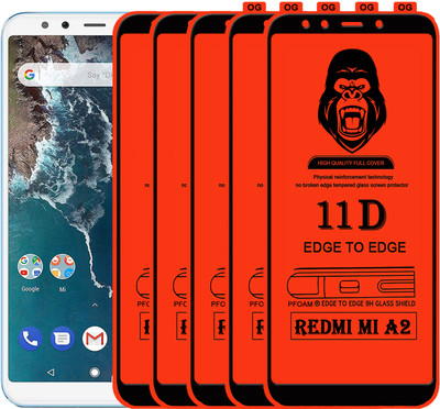 Laxdom Edge To Edge Tempered Glass for Mi A2(Pack of 5)