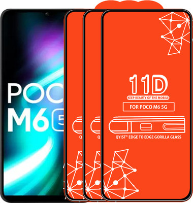 Qyist Edge To Edge Tempered Glass for poco m6 5g(Pack of 3)