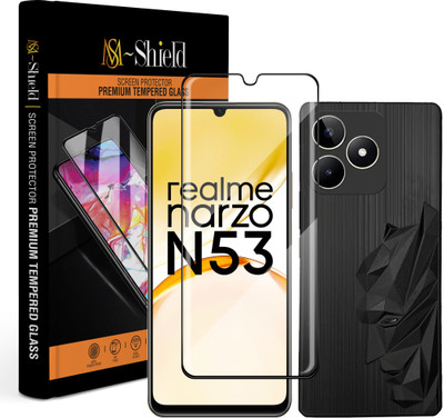 MS-Shield Edge To Edge Tempered Glass for Realme Narzo N53, With Soft Silicone Frosted Batman Series 360° Camera Protection Case Cover(Pack of 1)