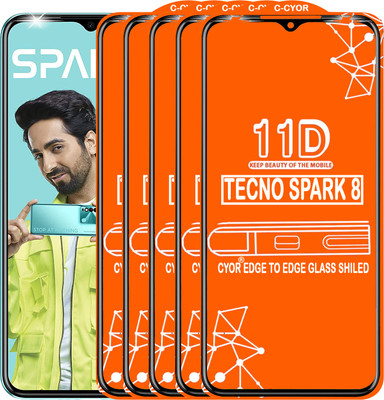 CYOR Edge To Edge Tempered Glass for TECNO SPARK 8(Pack of 5)