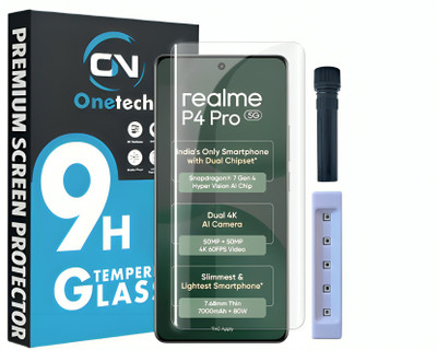 OneTech Edge To Edge Tempered Glass for Realme P4 Pro 5G 9H Hardness, UV Premium HD+ Screen Protector(Pack of 1)