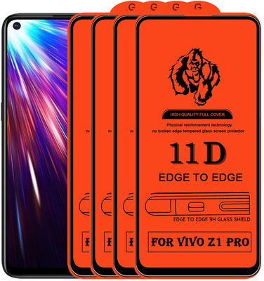 HIE POWER Edge To Edge Tempered Glass for Vivo Z1 Pro(Screen Protector Full HD Quality Tempered Glass Anti-Scratch Edge to Edge Coverage with Easy Installation Kit-11D-Pack of 4)(Pack of 4)