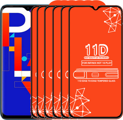Roxel Edge To Edge Tempered Glass for Infinix Hot 10 Play(Pack of 6)