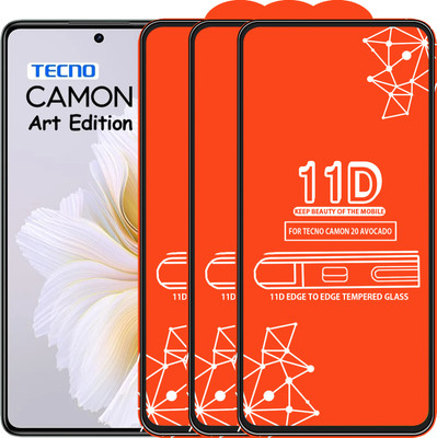 Roxel Edge To Edge Tempered Glass for Tecno Camon 20 Avocado Edition(Pack of 3)