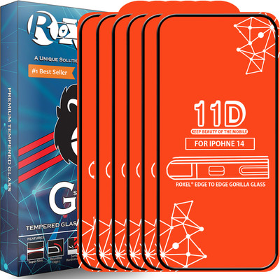 Roxel Edge To Edge Tempered Glass for Iphone 14(Pack of 6)