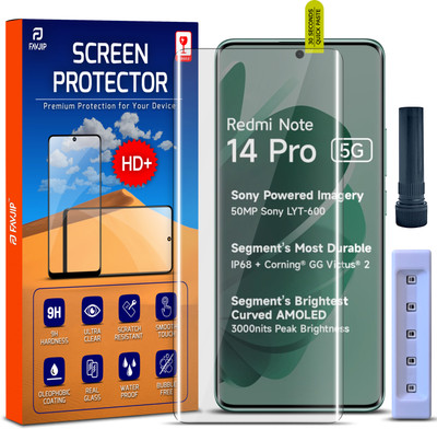 FAVJIP Edge To Edge Tempered Glass for Redmi Note 14 Pro 5G, Redmi Note 14 Pro, Redmi Note 14 Pro Plus 5G, Redmi Note 14 Pro Plus, 3D Curved UV Liquid Glue Screen Guard Protector with Easy Installation Kit(Pack of 1)