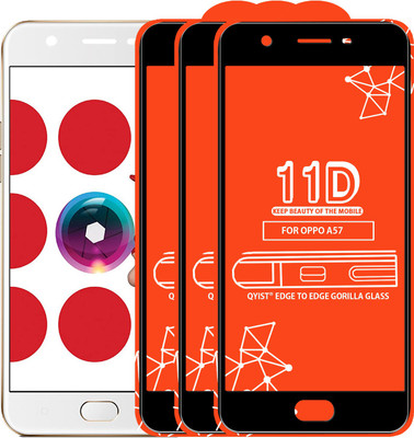 Qyist Edge To Edge Tempered Glass for Oppo A57(Pack of 3)