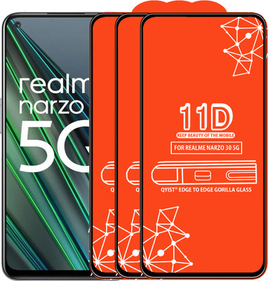 Qyist Edge To Edge Tempered Glass for Realme Narzo 30 5G(Pack of 3)