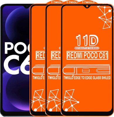 TWIGLO Edge To Edge Tempered Glass for REDMI POCO C61(Pack of 3)