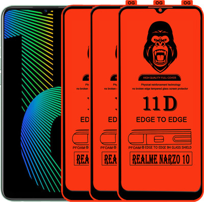 Laxdom Edge To Edge Tempered Glass for REALME NARZO 10(Pack of 3)