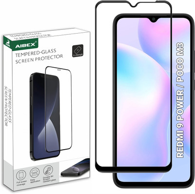 AIBEX Edge To Edge Tempered Glass for Redmi 9 Power / Poco M3 | 9H Hardness | Anti-Glare & Anti-Fingerprint | Water Resistant | Edge-to-Edge Full Screen Protector | Bubble-Free Installation(Pack of 1)