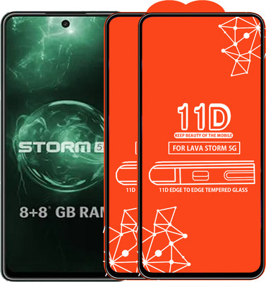 Roxel Edge To Edge Tempered Glass for Lava Storm 5G(Pack of 2)