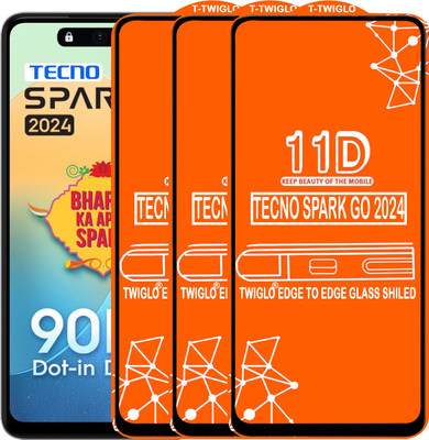 TWIGLO Edge To Edge Tempered Glass for TECNO SPARK GO 2024(Pack of 3)