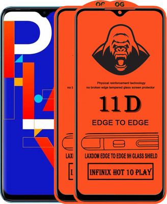 Laxdom Edge To Edge Tempered Glass for INFINIX HOT 10 PLAY(Pack of 2)