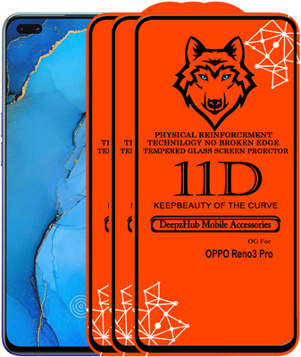 DeepzHub Edge To Edge Tempered Glass for OPPO Reno3 Pro(Pack of 3)