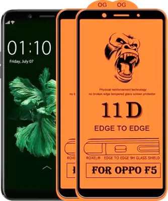 HIE POWER Edge To Edge Tempered Glass for Oppo F5 /Realme 1 --9H Grade-Anti Explosion-Tempered Glass/Full Screen Coverage-Edge to Edge/9H Hardness/With Easy Installation Kit(Pack of 2)