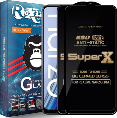 Roxel Edge To Edge Tempered Glass for REALME NARZO 30A(Pack of 2)