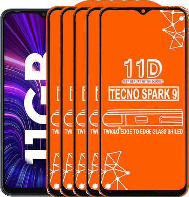 TWIGLO Edge To Edge Tempered Glass for TECNO SPARK 9(Pack of 5)