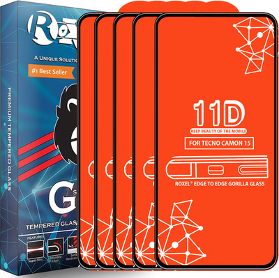 Roxel Edge To Edge Tempered Glass for Tecno Camon 15(Pack of 5)