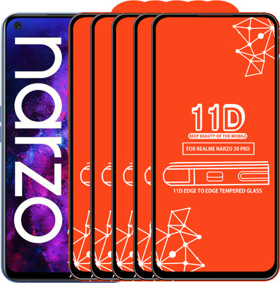 Roxel Edge To Edge Tempered Glass for Realme Narzo 30 Pro(Pack of 5)