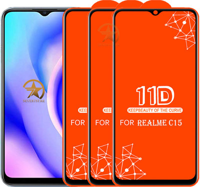 SEVEN7STAR Edge To Edge Tempered Glass for Realme C15(Pack of 3)