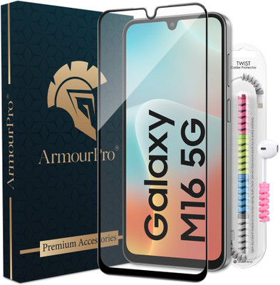 ArmourPro Edge To Edge Tempered Glass for Samsung Galaxy M16 5G, Samsung M16 5G, Samsung F16 5G, Samsung A16 5G, OG Tempered Glass with Cable Protector(Pack of 1)