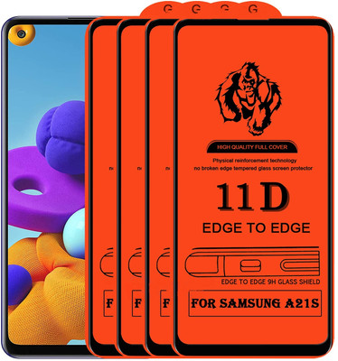 HIE POWER Edge To Edge Tempered Glass for Samsung Galaxy A21S(Screen Protector Full HD Quality Tempered Glass Anti-Scratch Edge to Edge Coverage with Easy Installation Kit-11D-Pack of 4)(Pack of 4)