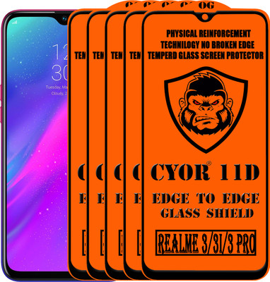 CYOR Edge To Edge Tempered Glass for Realme 3(Pack of 5)